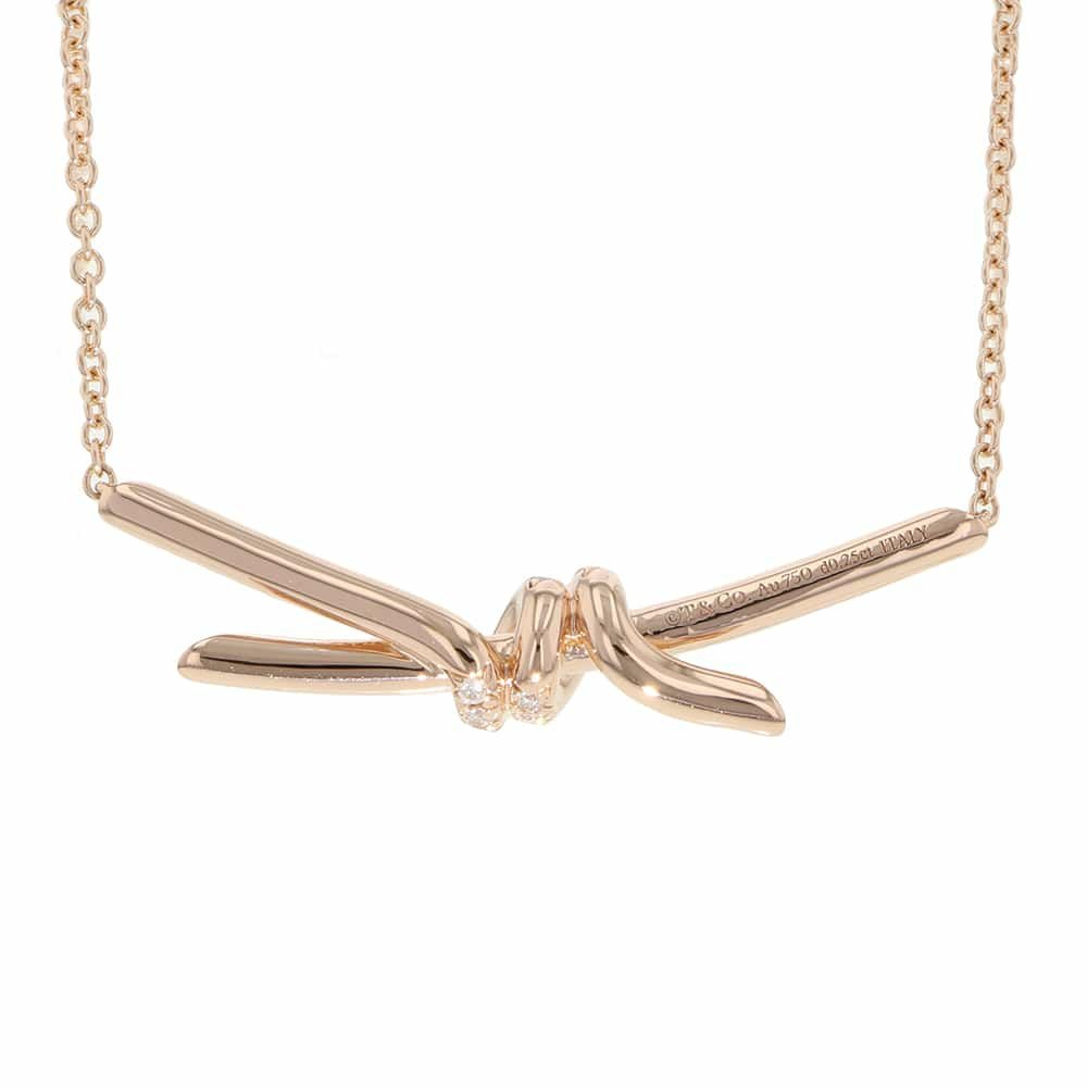 ティファニー ネックレス ノット ペンダント ダイヤモンド 計0.25ct