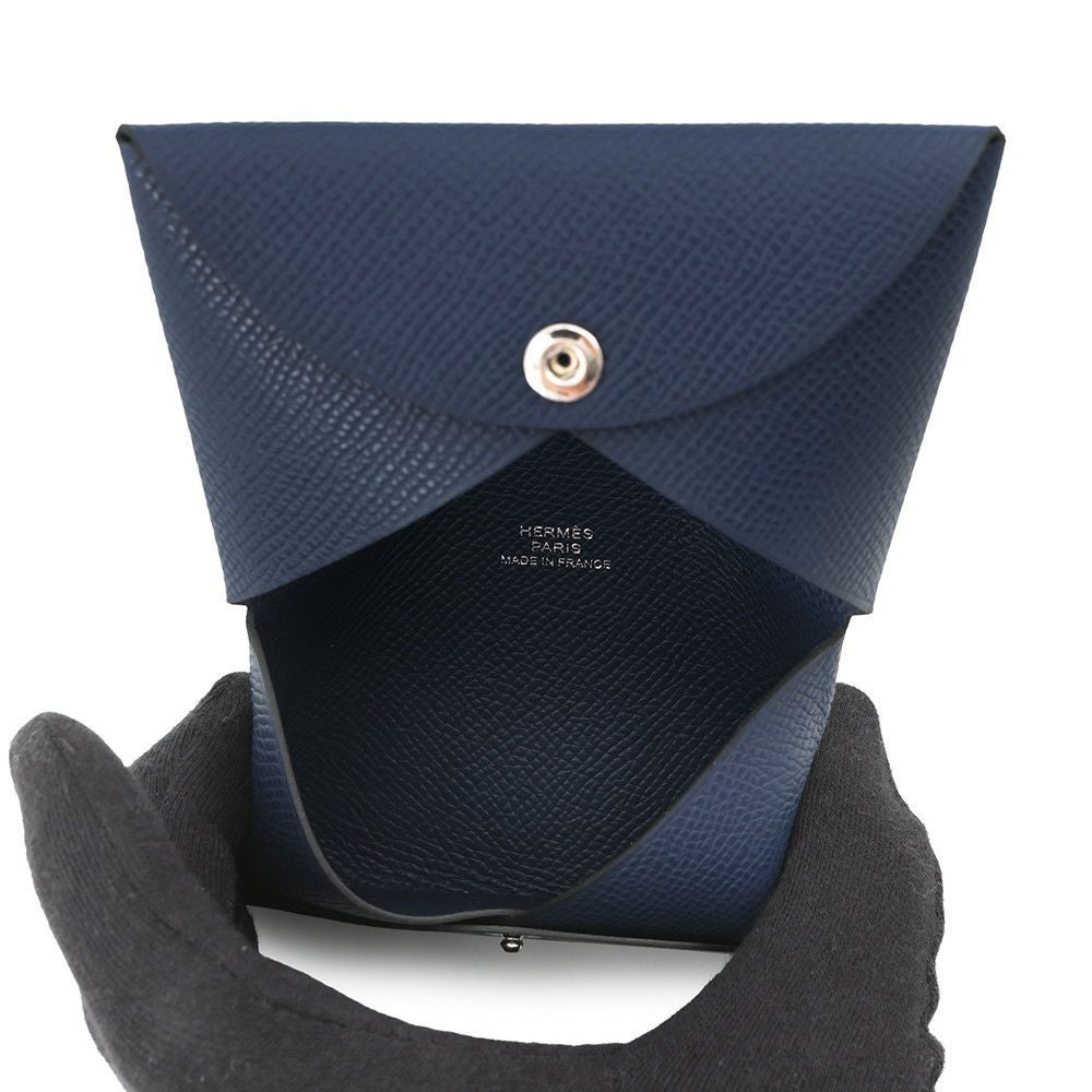 エルメス カードケース カルヴィ ブルーネイビー/シルバー金具