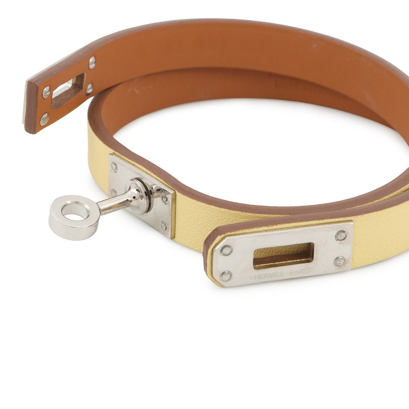 エルメス ブレスレット ケリー ドゥブルトゥール ジョーヌプッサン/シルバー金具 スイフト サイズT2 HERMES アクセサリー