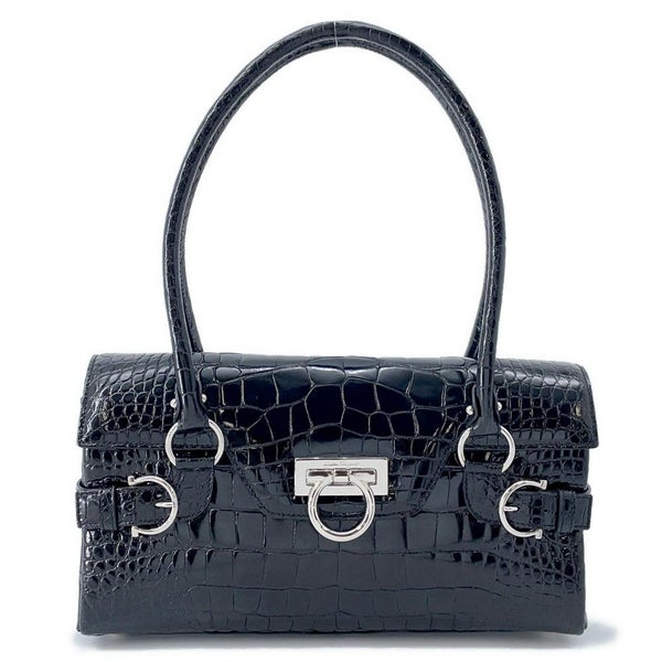サルヴァトーレ・フェラガモ ハンドバッグ ガンチーニ クロコダイル 214868 Ferragamo 黒