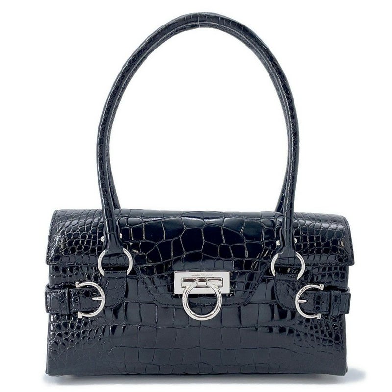 サルヴァトーレ・フェラガモ ハンドバッグ ガンチーニ クロコダイル 214868 Ferragamo 黒