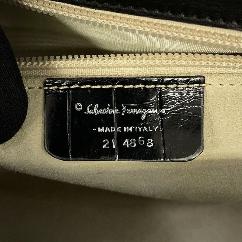 サルヴァトーレ・フェラガモ ハンドバッグ ガンチーニ クロコダイル 214868 Ferragamo 黒