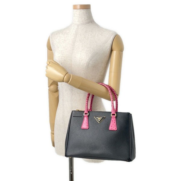 プラダ ハンドバッグ サフィアーノ ガレリア クロコダイル 1BA863 PRADA 2way 黒