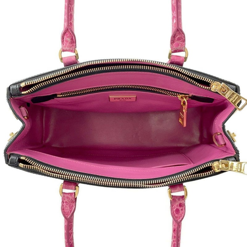 プラダ ハンドバッグ サフィアーノ ガレリア クロコダイル 1BA863 PRADA 2way 黒