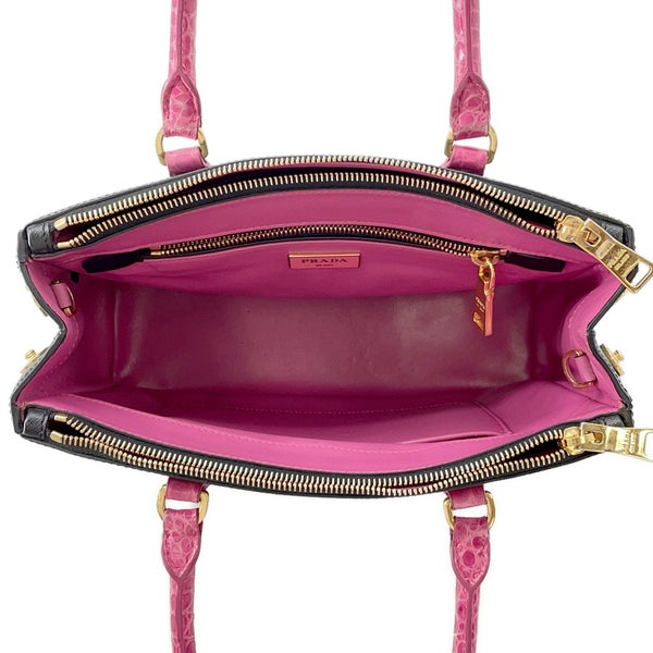 プラダ ハンドバッグ サフィアーノ ガレリア クロコダイル 1BA863 PRADA 2way 黒