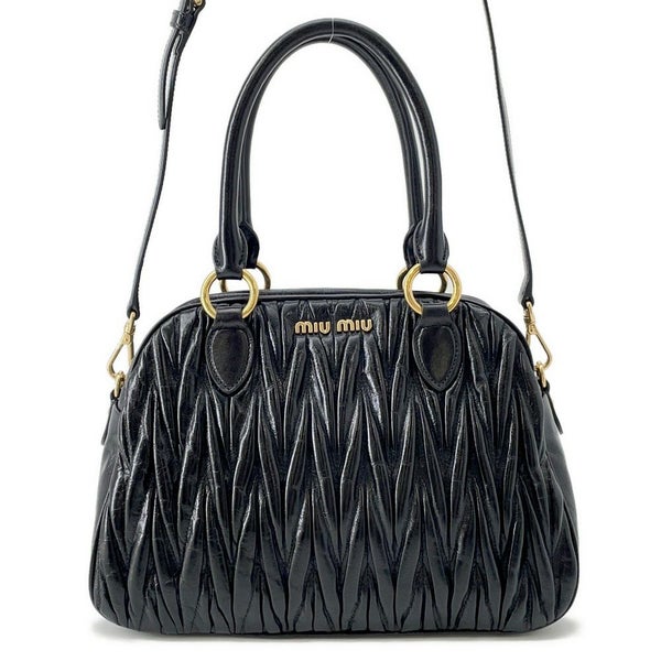 ミュウミュウ ハンドバッグ マテラッセ レザー 5BB072 MIUMIU 2way 黒 アウトレット品