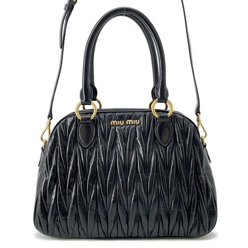 ミュウミュウ ハンドバッグ マテラッセ レザー 5BB072 MIUMIU 2way 黒 アウトレット品