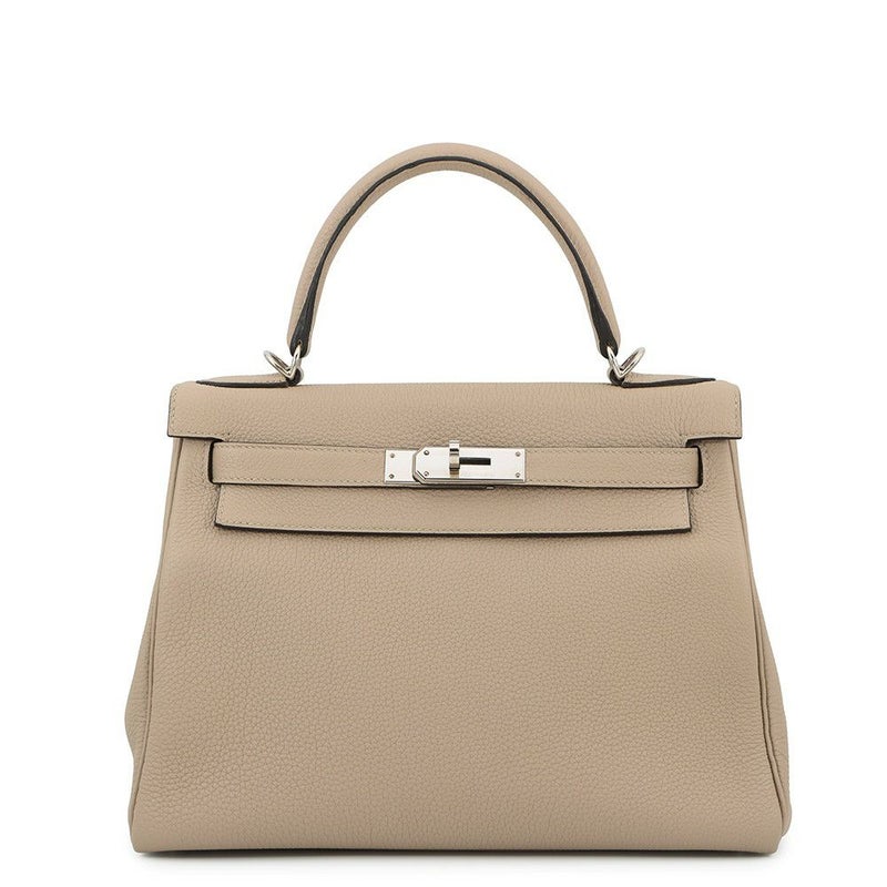 エルメス ハンドバッグ ケリー28 内縫い トゥルティエールグレー/シルバー金具 トゴ C刻印 2wayショルダー