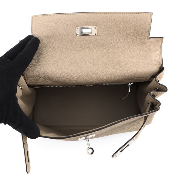 エルメス ハンドバッグ ケリー28 内縫い トゥルティエールグレー/シルバー金具 トゴ C刻印 2wayショルダー