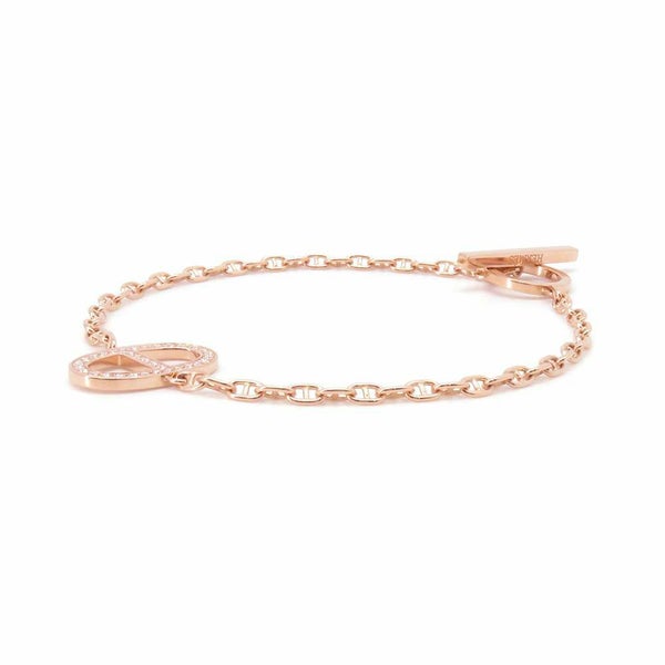 エルメス ブレスレット シェーヌダンクル コントゥール ダイヤモンド 33P 計0.16ct K18PG サイズST HERMES チェーン ジュエリー