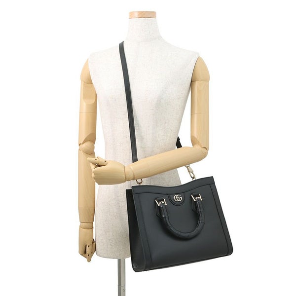 グッチ ハンドバッグ ダイアナ トートバッグ ミディアム バンブー レザー 832982 GUCCI 2way ショルダーバッグ 黒