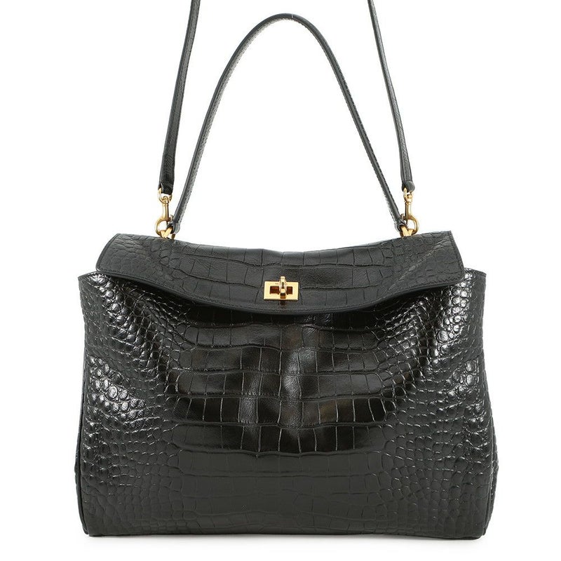 バレンシアガ ハンドバッグ ロデオ ミディアム クロコダイル型押し 789772 BALENCIAGA 2wayショルダーバッグ 黒