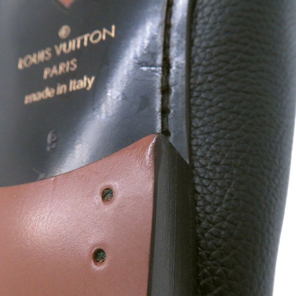 ルイヴィトン ローファー レザー LVロゴ モカシン メンズサイズ9 LOUIS VUITTON ヴィトン 靴 ブラック 黒
