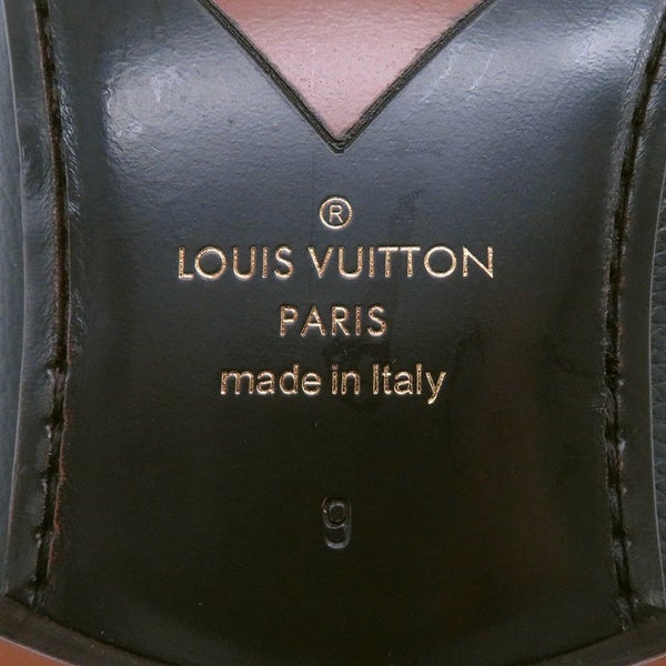 ルイヴィトン ローファー レザー LVロゴ モカシン メンズサイズ9 LOUIS VUITTON ヴィトン 靴 ブラック 黒