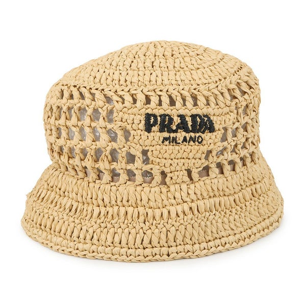 プラダ ハット ロゴ 麦わら ウーブンファブリック サイズS 1HC137 PRADA 帽子