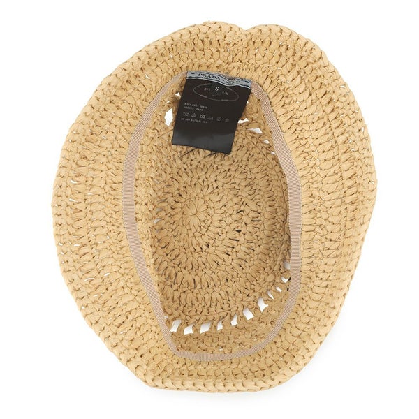 プラダ ハット ロゴ 麦わら ウーブンファブリック サイズS 1HC137 PRADA 帽子