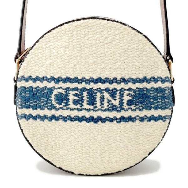 セリーヌ ショルダーバッグ ラウンド キャンバス レザー CELINE 白