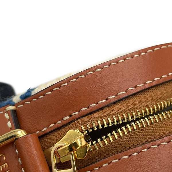 セリーヌ ショルダーバッグ ラウンド キャンバス レザー CELINE 白