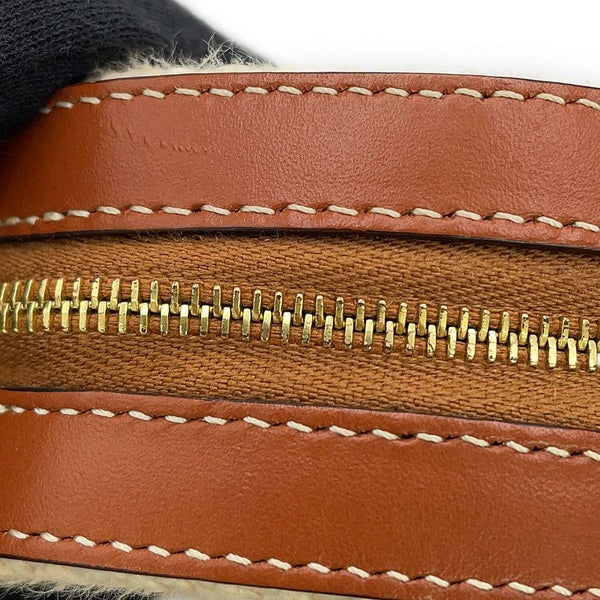 セリーヌ ショルダーバッグ ラウンド キャンバス レザー CELINE 白