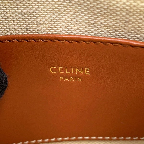 セリーヌ ショルダーバッグ ラウンド キャンバス レザー CELINE 白