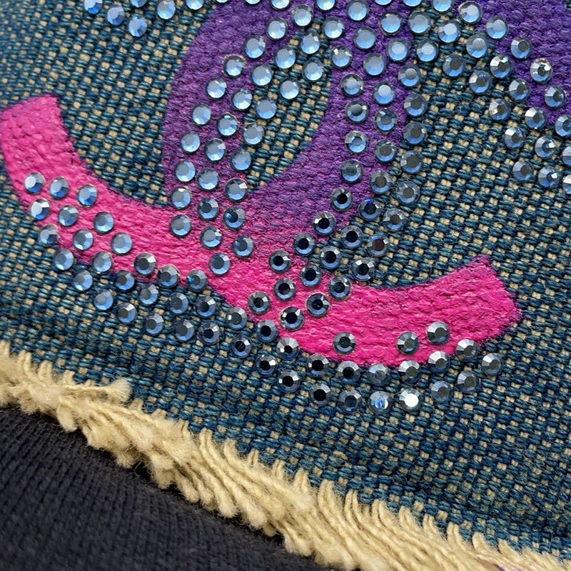 シャネル べルト ココマーク ラインストーン デニム 01 P CHANEL デニムベルト