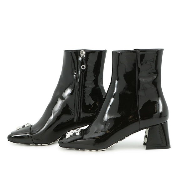 ルイヴィトン ブーツ パテントレザー/インフィニティ・ドット LV × YK ショートブーツ レディースサイズ36 靴 草間彌生 ブラック 黒