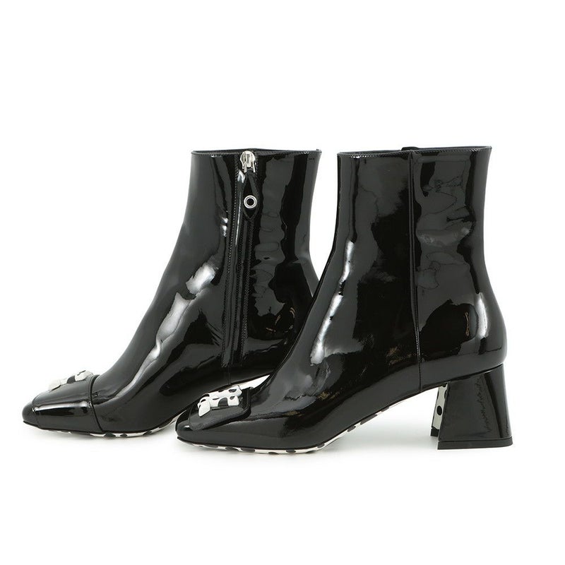 ルイヴィトン ブーツ パテントレザー/インフィニティ・ドット LV × YK ショートブーツ レディースサイズ36 靴 草間彌生 ブラック 黒