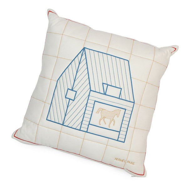 エルメス クッション カバン 刺繍 ウール カシミヤ HERMES インテリア