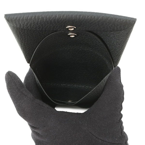 エルメス コインケース カルヴィ デュオ ブラック/シルバー金具 シェブルミゾル W刻印 HERMES 財布 黒