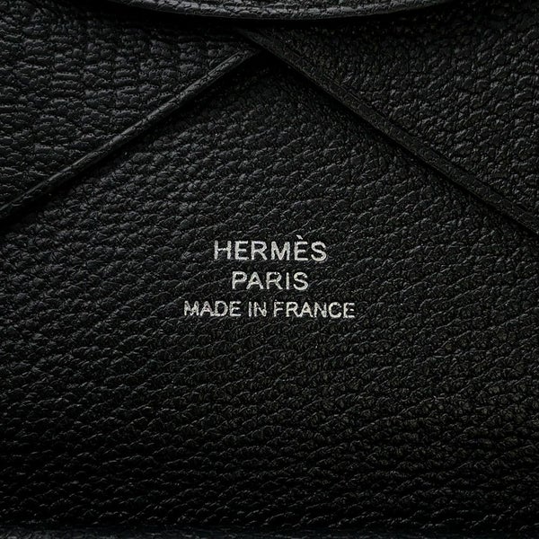 エルメス コインケース カルヴィ デュオ ブラック/シルバー金具 シェブルミゾル W刻印 HERMES 財布 黒