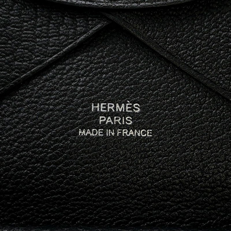 エルメス コインケース カルヴィ デュオ ブラック/シルバー金具 シェブルミゾル W刻印 HERMES 財布 黒