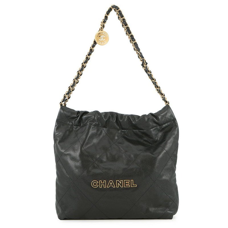 シャネル チェーンショルダーバッグ CHANEL22 スモール キャビアスキン AS3260 CHANEL ポーチ付き 黒