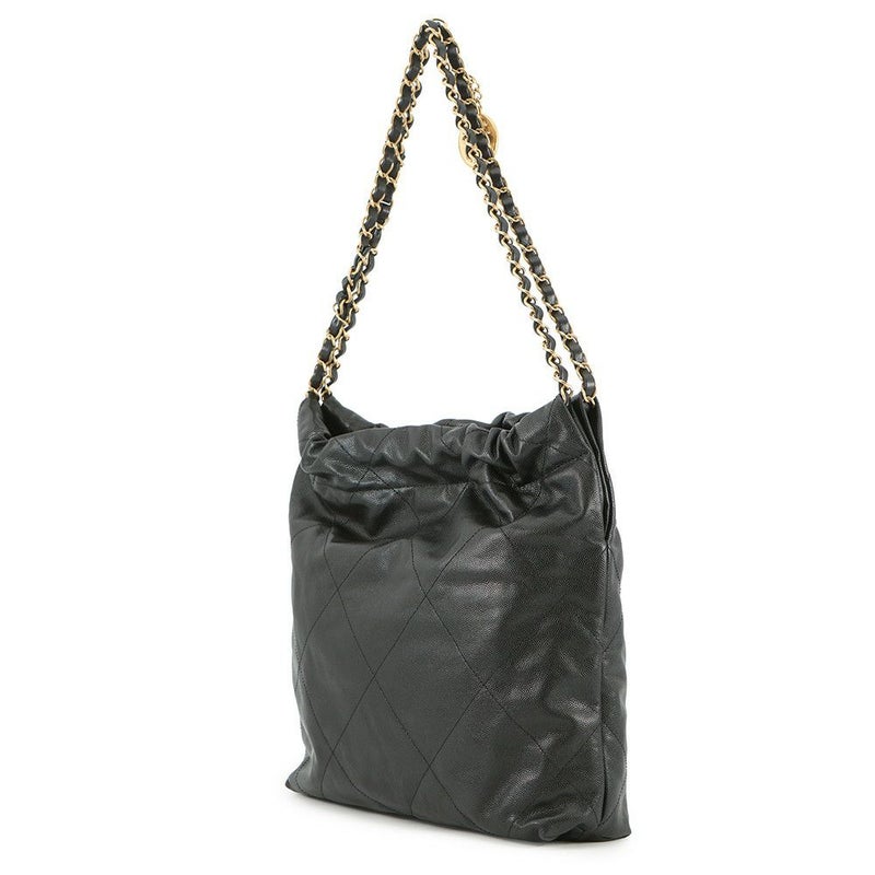 シャネル チェーンショルダーバッグ CHANEL22 スモール キャビアスキン AS3260 CHANEL ポーチ付き 黒