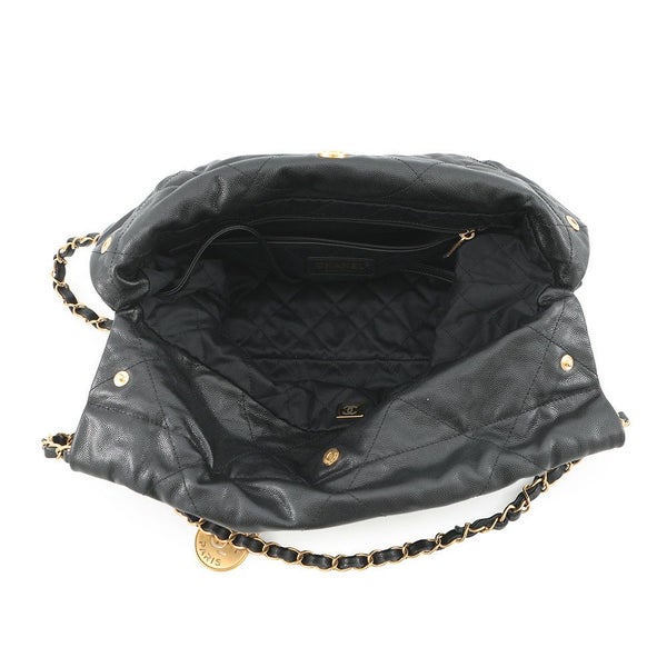シャネル チェーンショルダーバッグ CHANEL22 スモール キャビアスキン AS3260 CHANEL ポーチ付き 黒