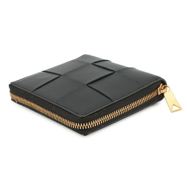 ボッテガヴェネタ 二つ折り財布 マキシイントレチャート カセット ラウンドジップ ラムスキン 749461 黒