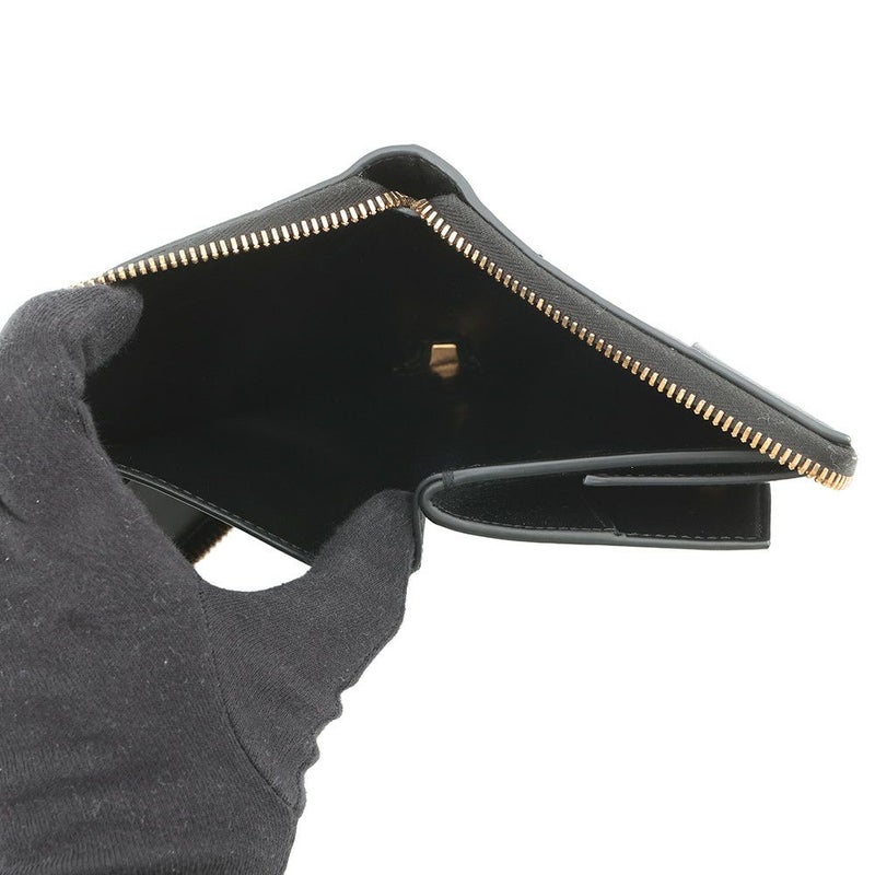 ボッテガヴェネタ 二つ折り財布 マキシイントレチャート カセット ラウンドジップ ラムスキン 749461 黒