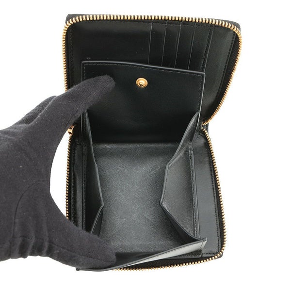 ボッテガヴェネタ 二つ折り財布 マキシイントレチャート カセット ラウンドジップ ラムスキン 749461 黒