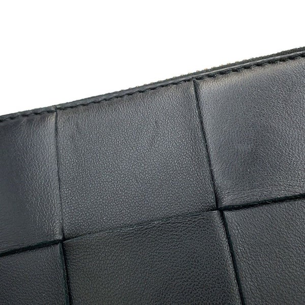 ボッテガヴェネタ 二つ折り財布 マキシイントレチャート カセット ラウンドジップ ラムスキン 749461 黒