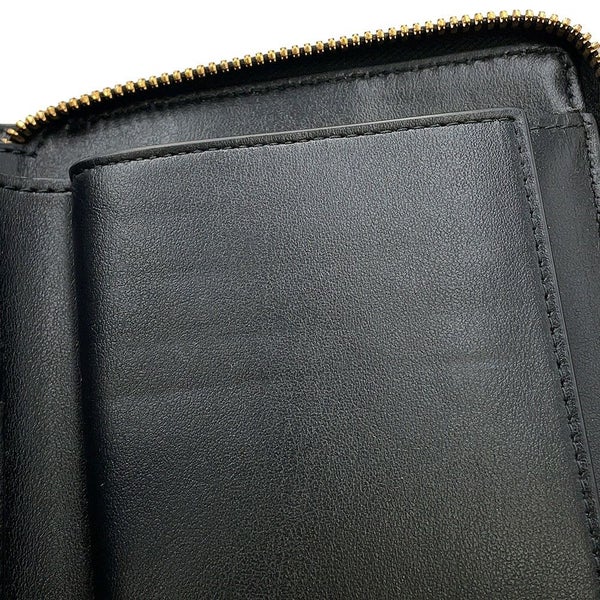 ボッテガヴェネタ 二つ折り財布 マキシイントレチャート カセット ラウンドジップ ラムスキン 749461 黒