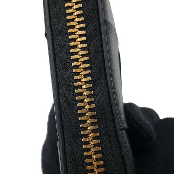 ボッテガヴェネタ 二つ折り財布 マキシイントレチャート カセット ラウンドジップ ラムスキン 749461 黒