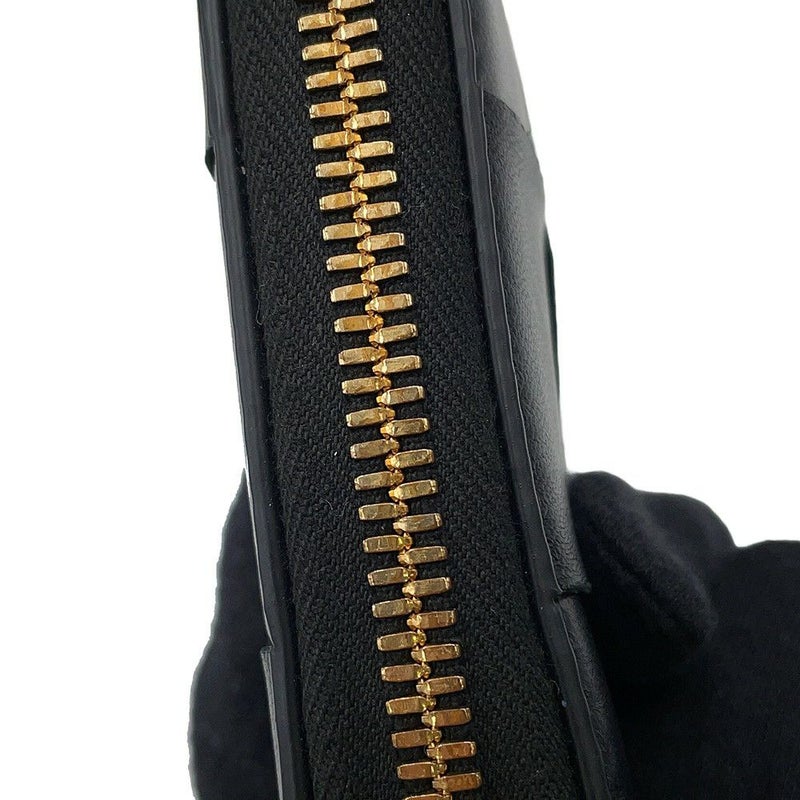 ボッテガヴェネタ 二つ折り財布 マキシイントレチャート カセット ラウンドジップ ラムスキン 749461 黒