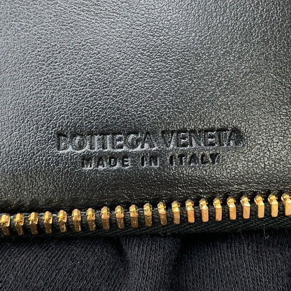 ボッテガヴェネタ 二つ折り財布 マキシイントレチャート カセット ラウンドジップ ラムスキン 749461 黒