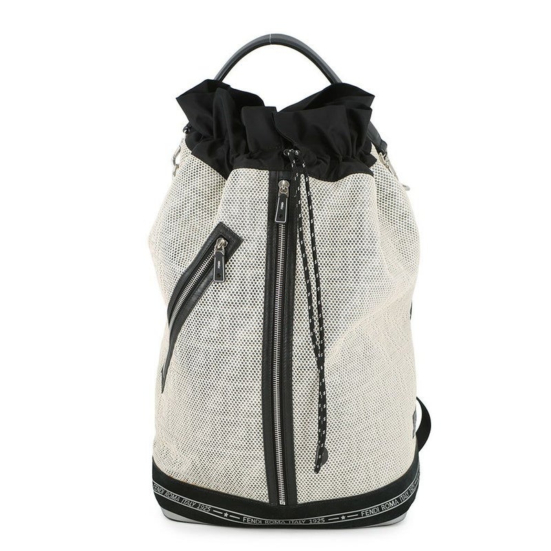 フェンディ リュック ロゴ バックパック ナイロン/メッシュ 7VA466 FENDI 黒 白