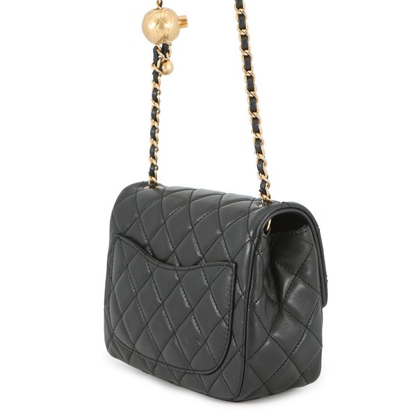 シャネル チェーンショルダーバッグ ミニ マトラッセ ココマーク ココボール ラムスキン AS1786 CHANEL 黒