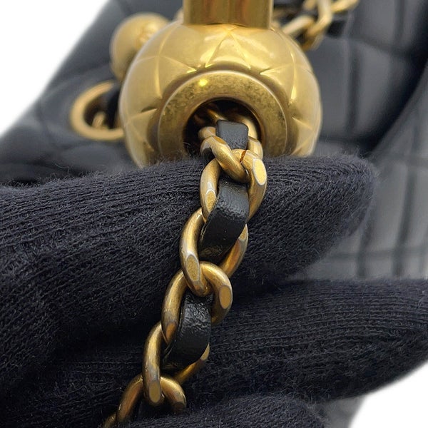シャネル チェーンショルダーバッグ ミニ マトラッセ ココマーク ココボール ラムスキン AS1786 CHANEL 黒