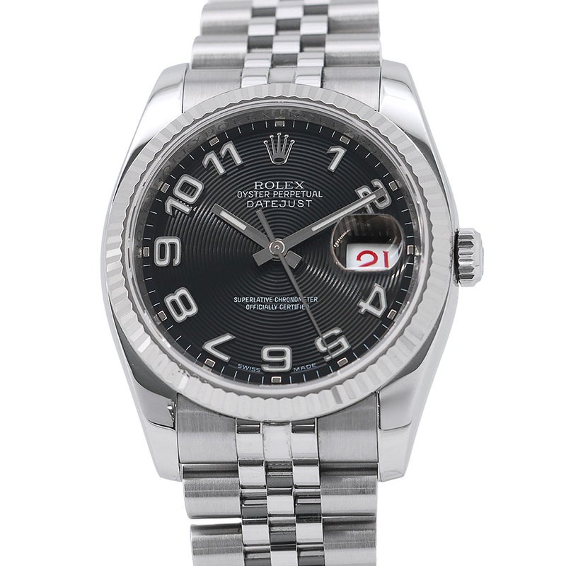ロレックス デイトジャスト36 G番 SS/K18 116234 ROLEX 腕時計 ブラックコンセントリック文字盤
