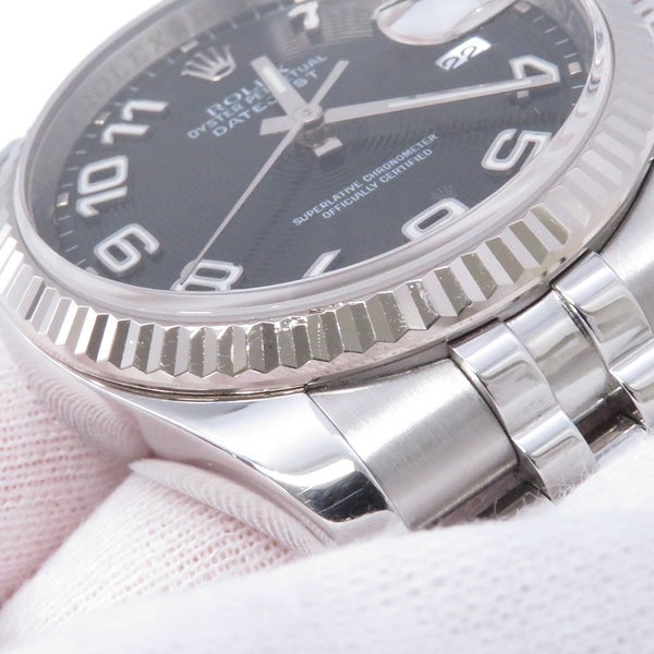 ロレックス デイトジャスト36 G番 SS/K18 116234 ROLEX 腕時計 ブラックコンセントリック文字盤