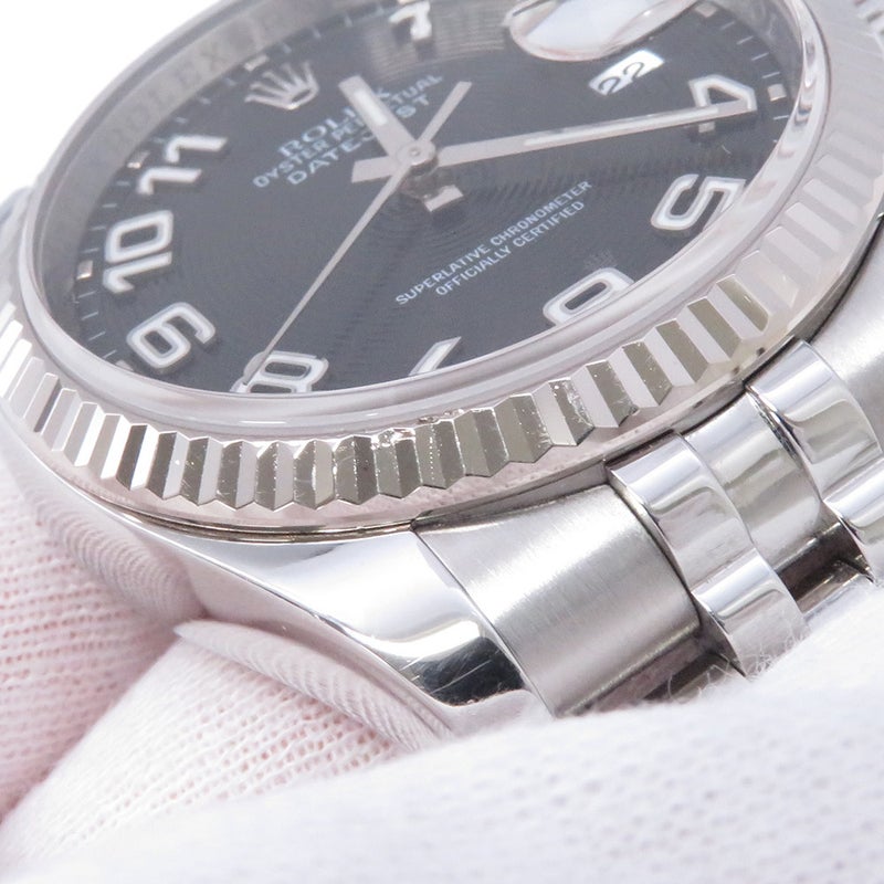 ロレックス デイトジャスト36 G番 SS/K18 116234 ROLEX 腕時計 ブラックコンセントリック文字盤