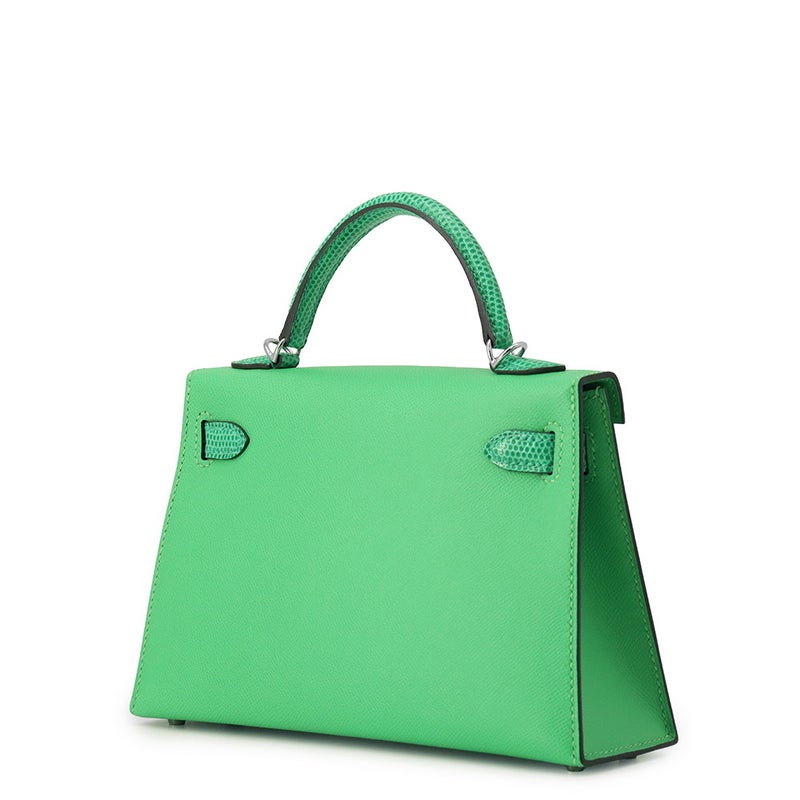 エルメス ミニケリー2 外縫い タッチ ヴェールコミック/ヴェールヴェロン/シルバー金具 ヴォーマダム/リザード W刻印 2wayショルダー