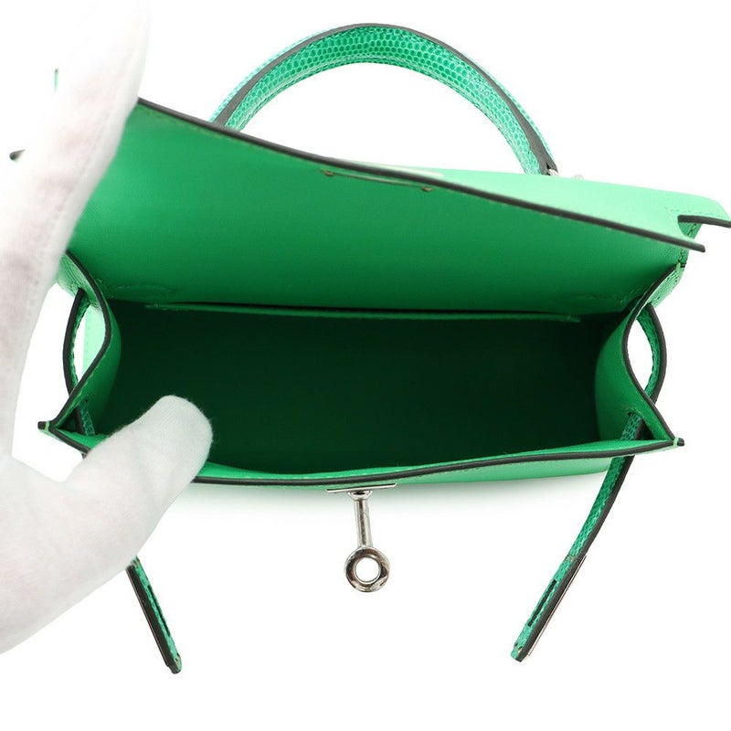 エルメス ミニケリー2 外縫い タッチ ヴェールコミック/ヴェールヴェロン/シルバー金具 ヴォーマダム/リザード W刻印 2wayショルダー